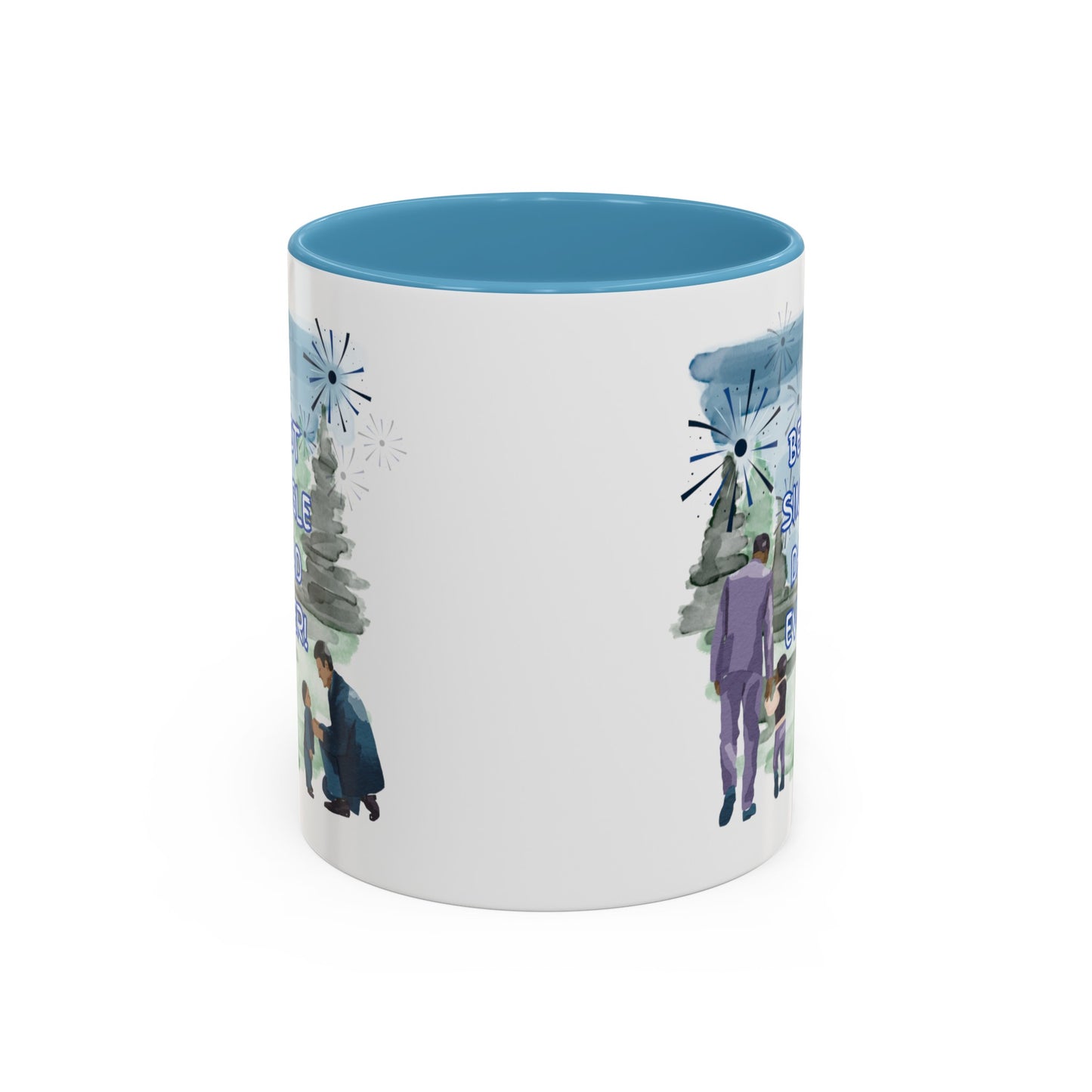 "Best Single Dad Ever" Retro Style Nature Setting, Accent Coffee Mug (11 oz, 15 oz)