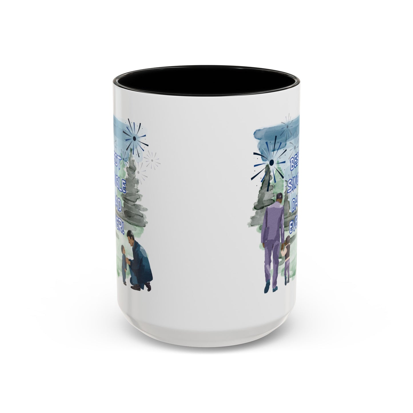 "Best Single Dad Ever" Retro Style Nature Setting, Accent Coffee Mug (11 oz, 15 oz)