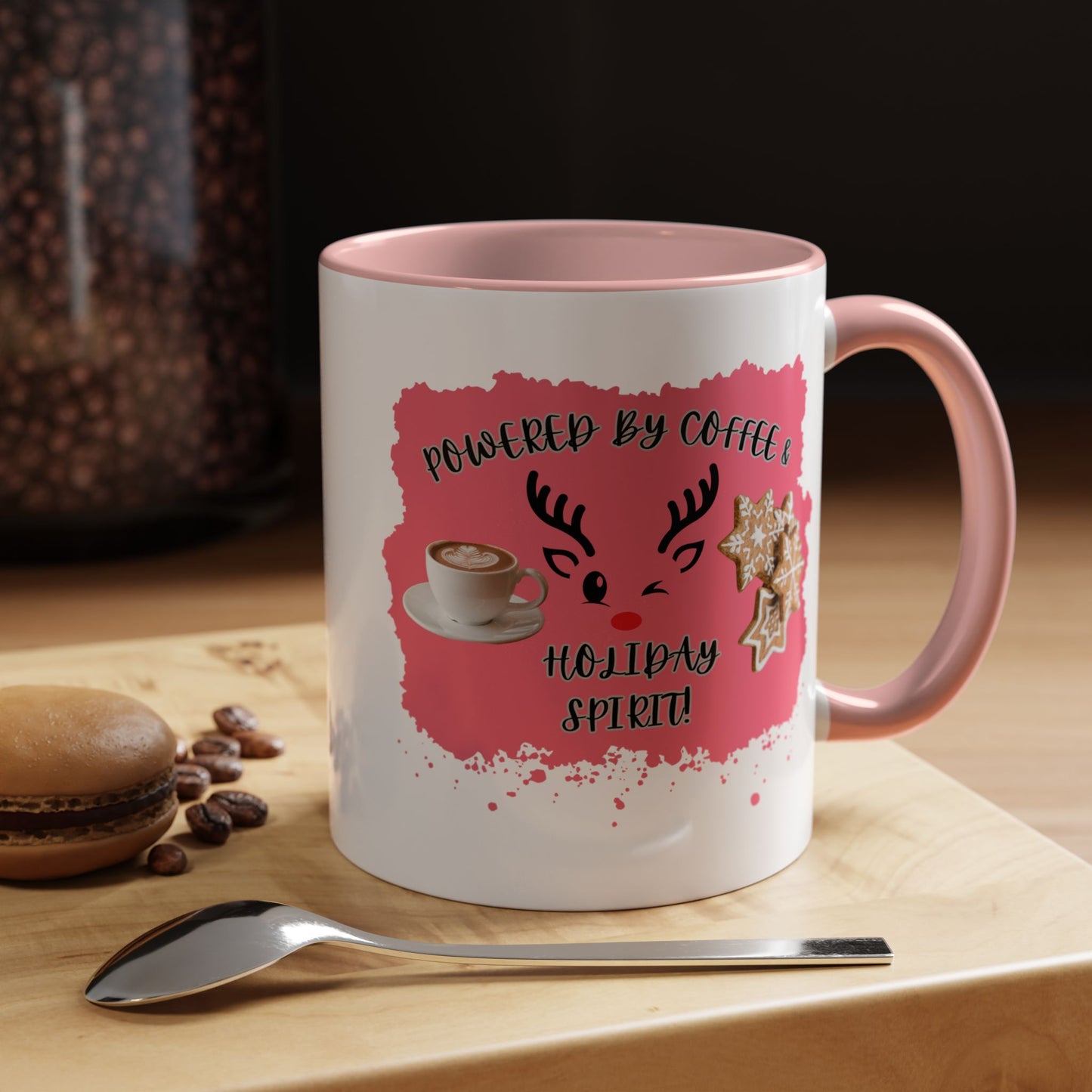 "Powered By Coffee & Christmas Spirit!" Accent Coffee Mug (11oz & 15oz)