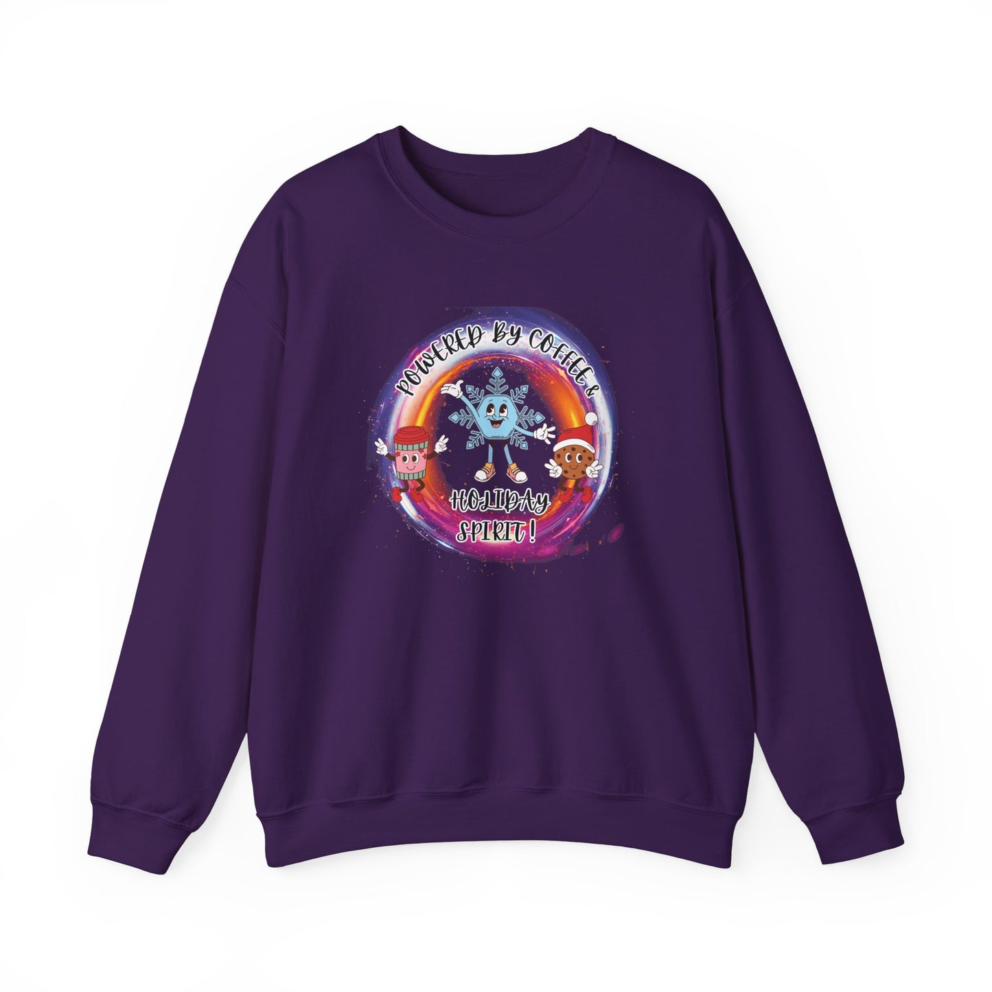 "Powered By Coffee & Holiday Spirit!" Unisex Heavy Blend™ Crewneck Sweatshirt