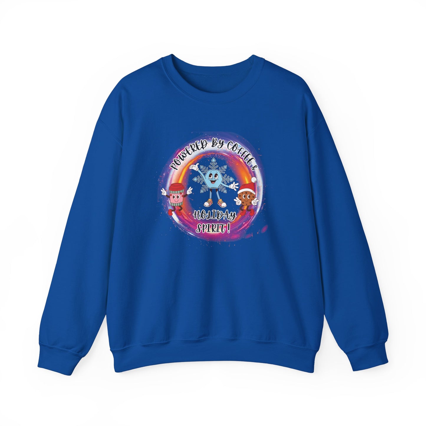 "Powered By Coffee & Holiday Spirit!" Unisex Heavy Blend™ Crewneck Sweatshirt