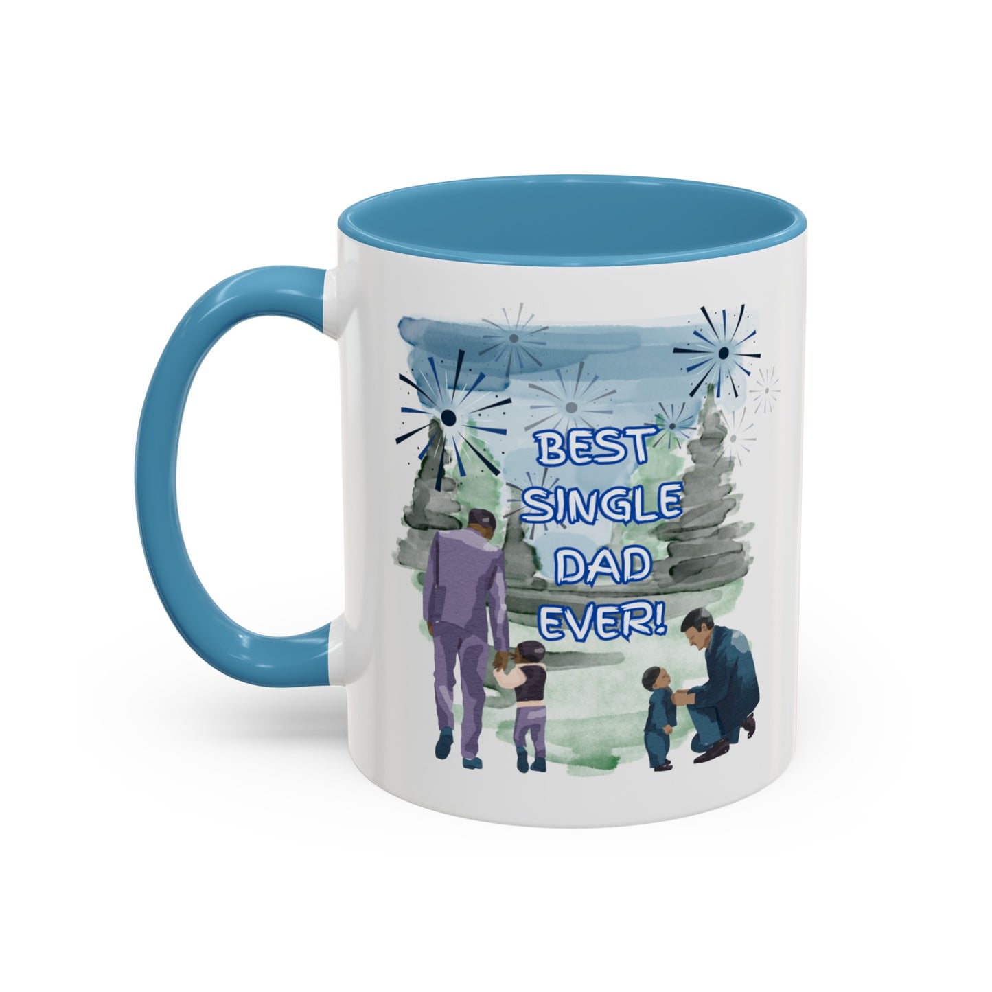 "Best Single Dad Ever" Retro Style Nature Setting, Accent Coffee Mug (11 oz, 15 oz)