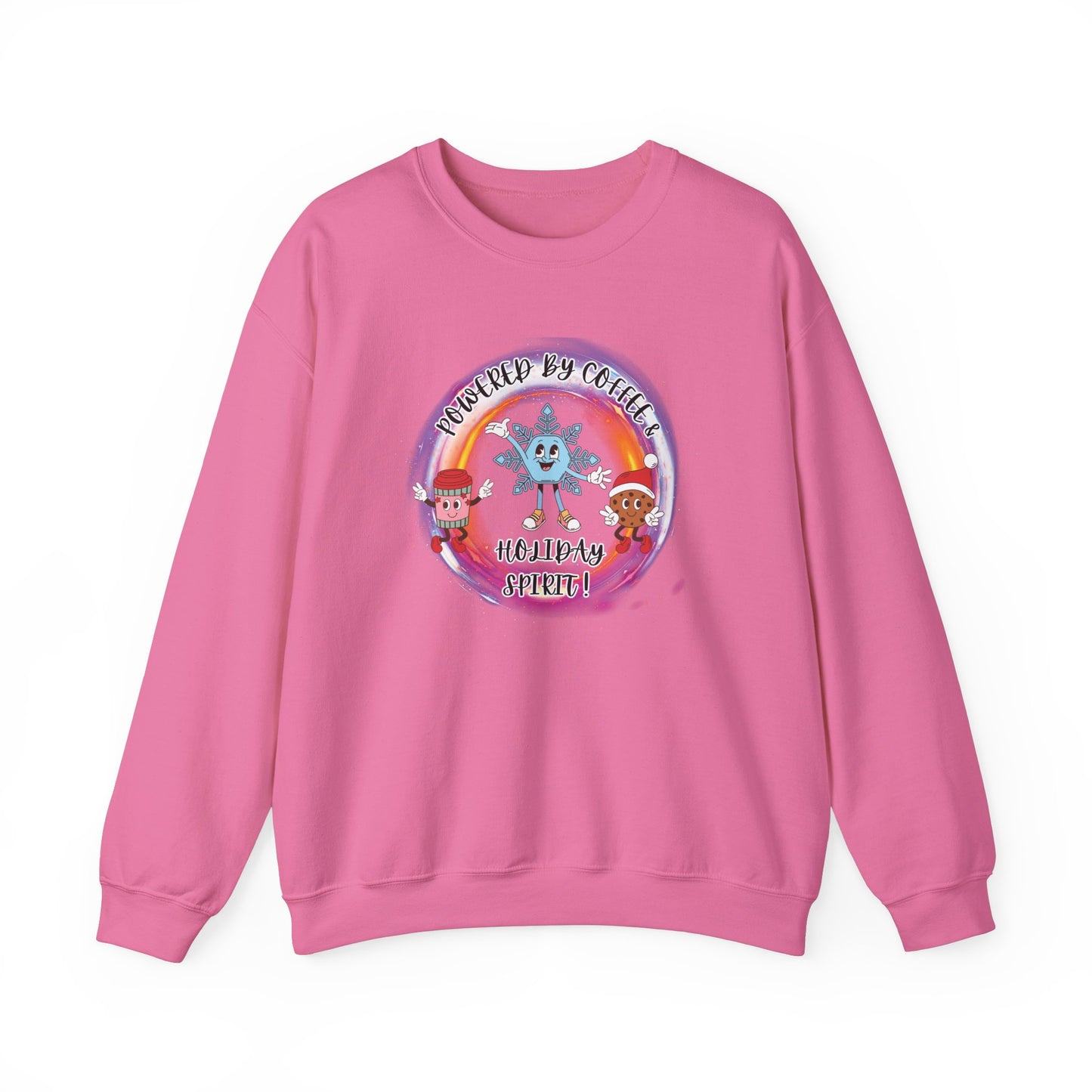 "Powered By Coffee & Holiday Spirit!" Unisex Heavy Blend™ Crewneck Sweatshirt