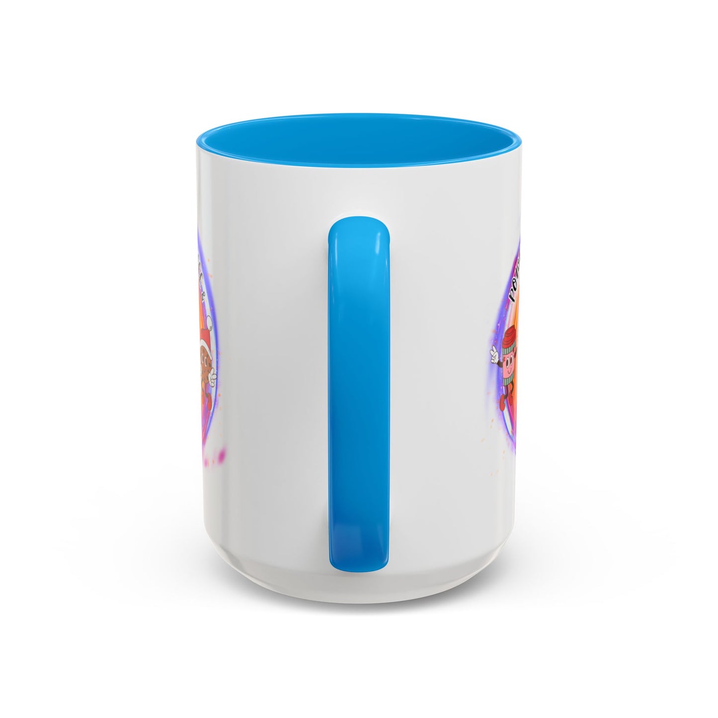 "Powered By Coffee and Christmas Spirit" Two Tone Accent Mugs (11oz, 15oz)