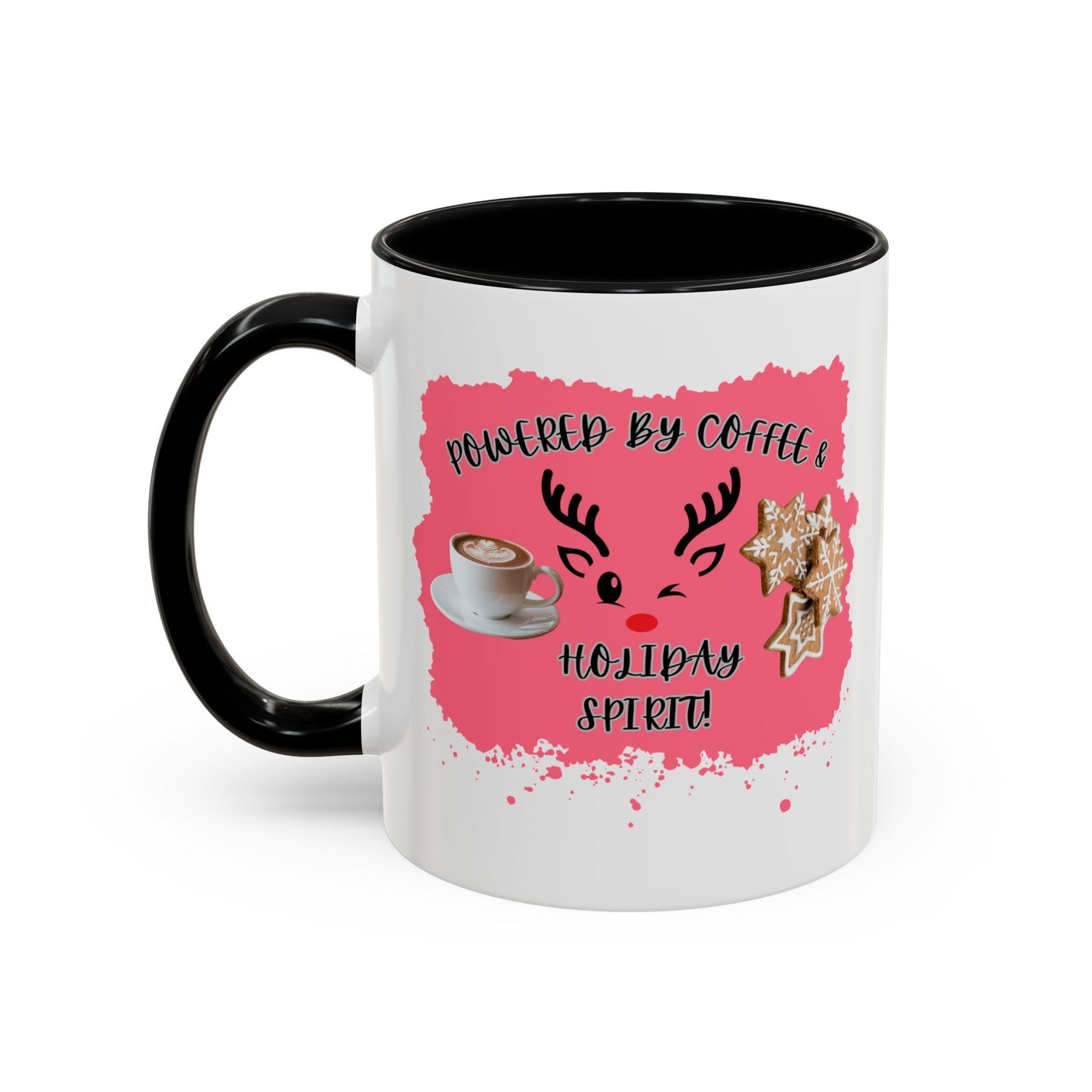 "Powered By Coffee & Christmas Spirit!" Accent Coffee Mug (11oz & 15oz)