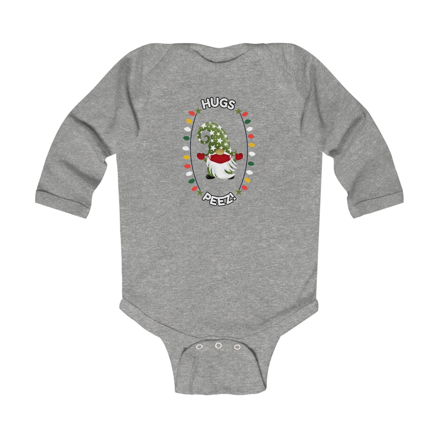 "Hug's Peez" Whimsical Christmas Baby Bodysuit