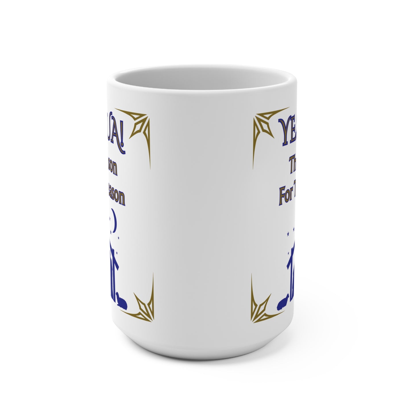 "Yeshua! The Reason For The Season", 15oz White Ceramic Nativity Christmas Mug