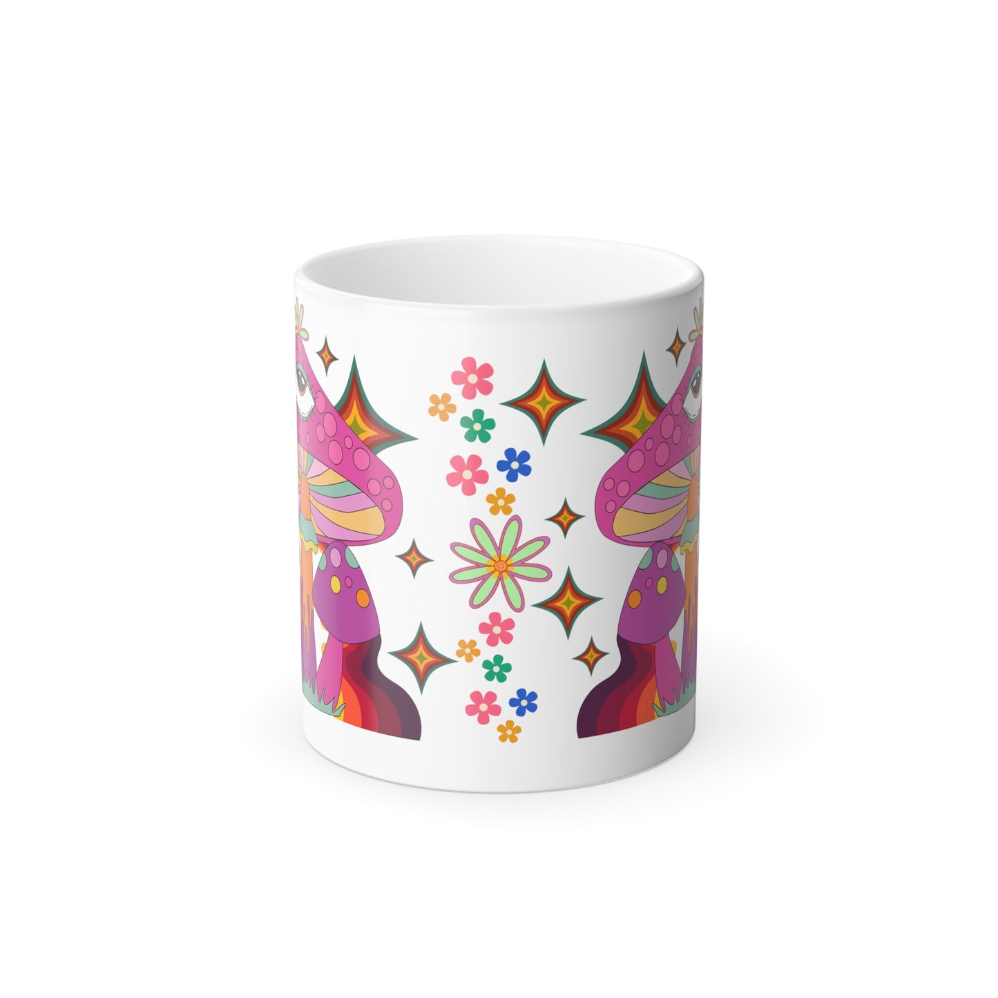 " Extra Groovy Mushrooms" Color Morphing 11 oz Ceramic Mug. This Mug is Magic!