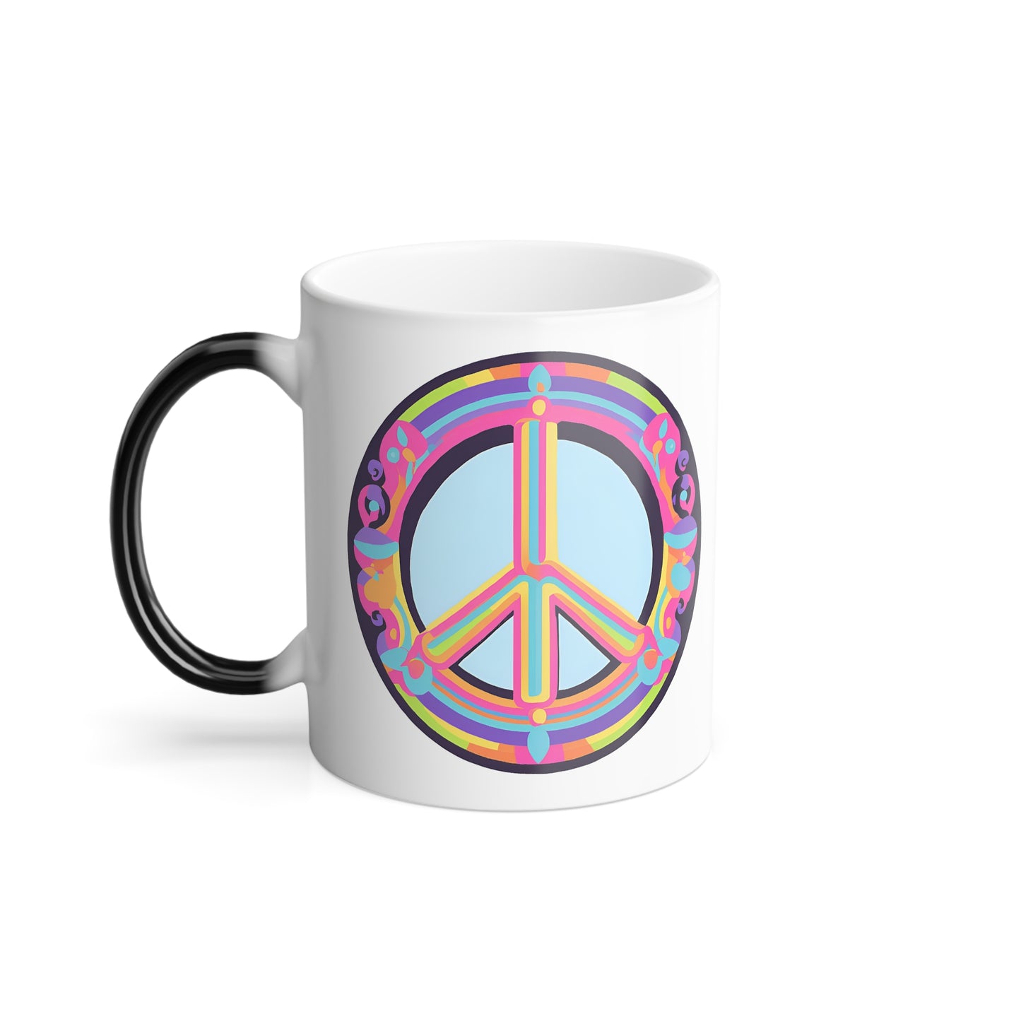"Peace" Color Morphing 11 oz Ceramic Mug. Let Your Mug Do The Talking With This Lovely Psychedelic Design!
