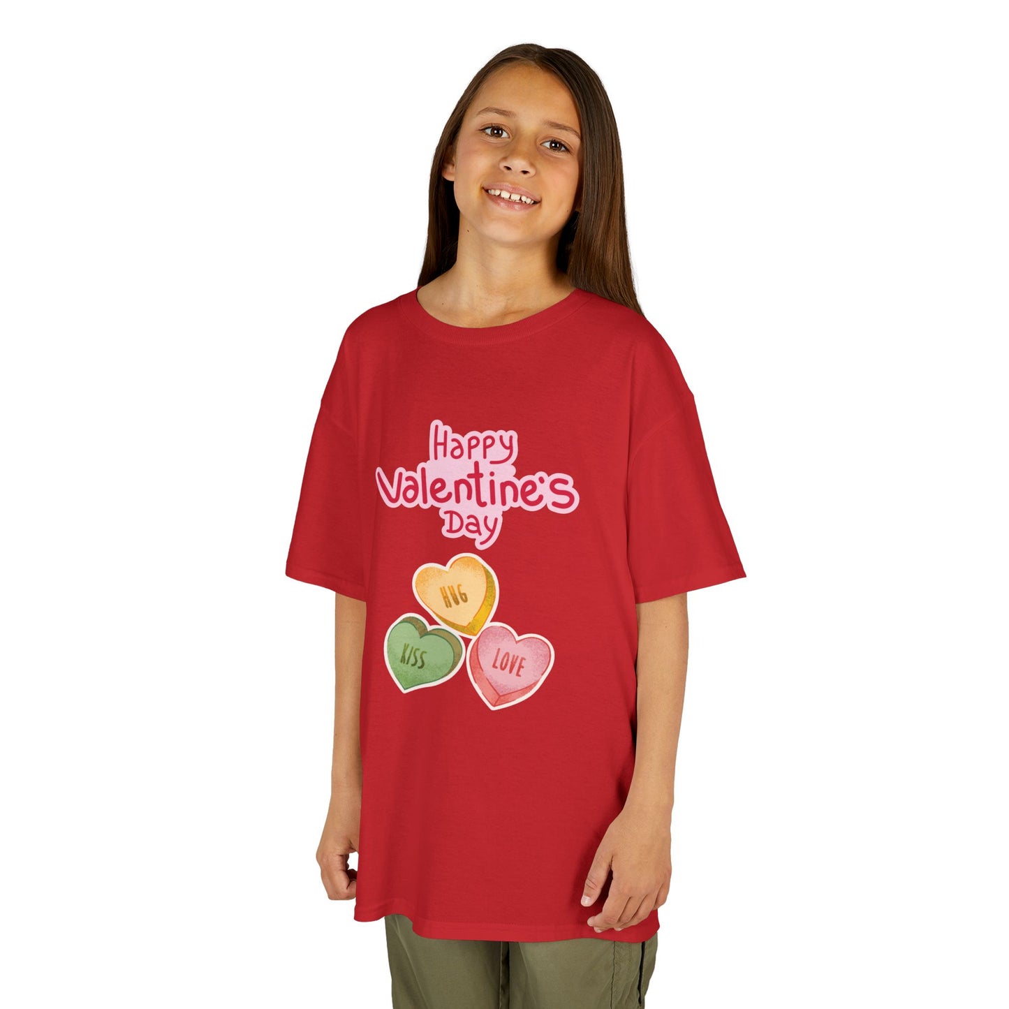 Valentine's Day Kids Tee — Candy Heart "Happy Valentine's Day" Design