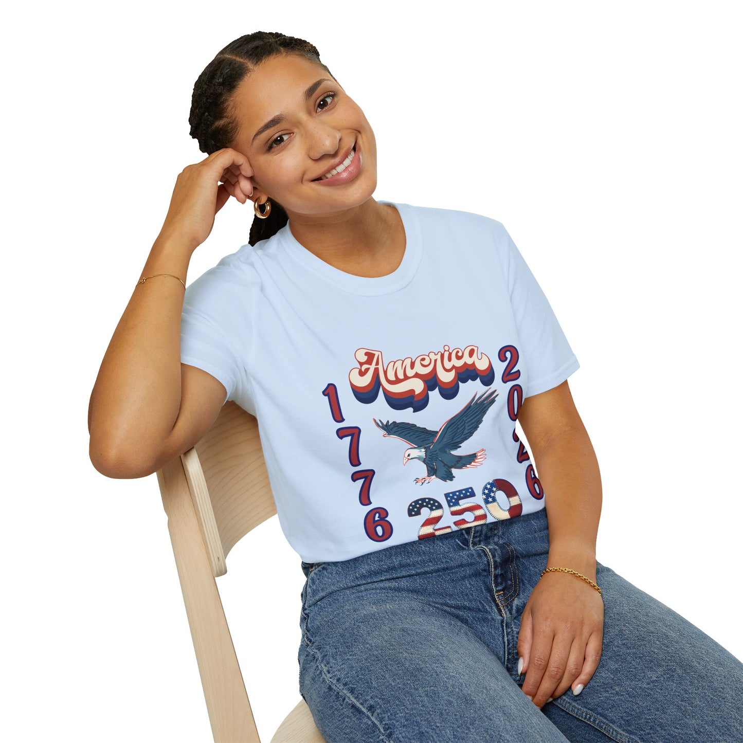 America 1776–2026 Patriotic T-Shirt — Soaring Eagle & Retro Script ,250th Anniversary Tee