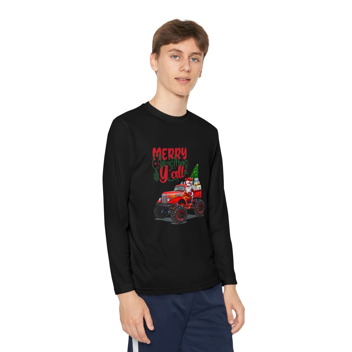 "Merry Christnas Y'all" Youth Long Sleeve Competitor Tee