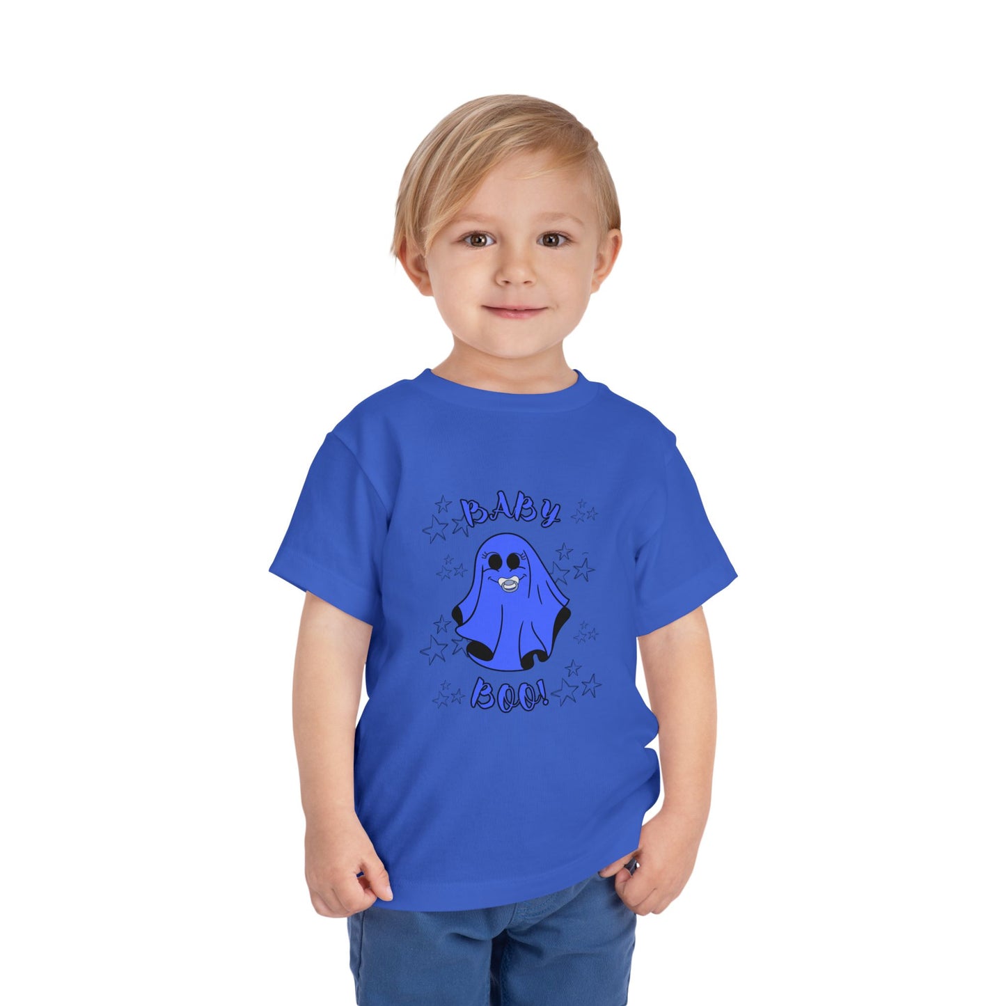 "Baby Boo-Blue", Toddler Starry Ghost Halloween Tee Shirt