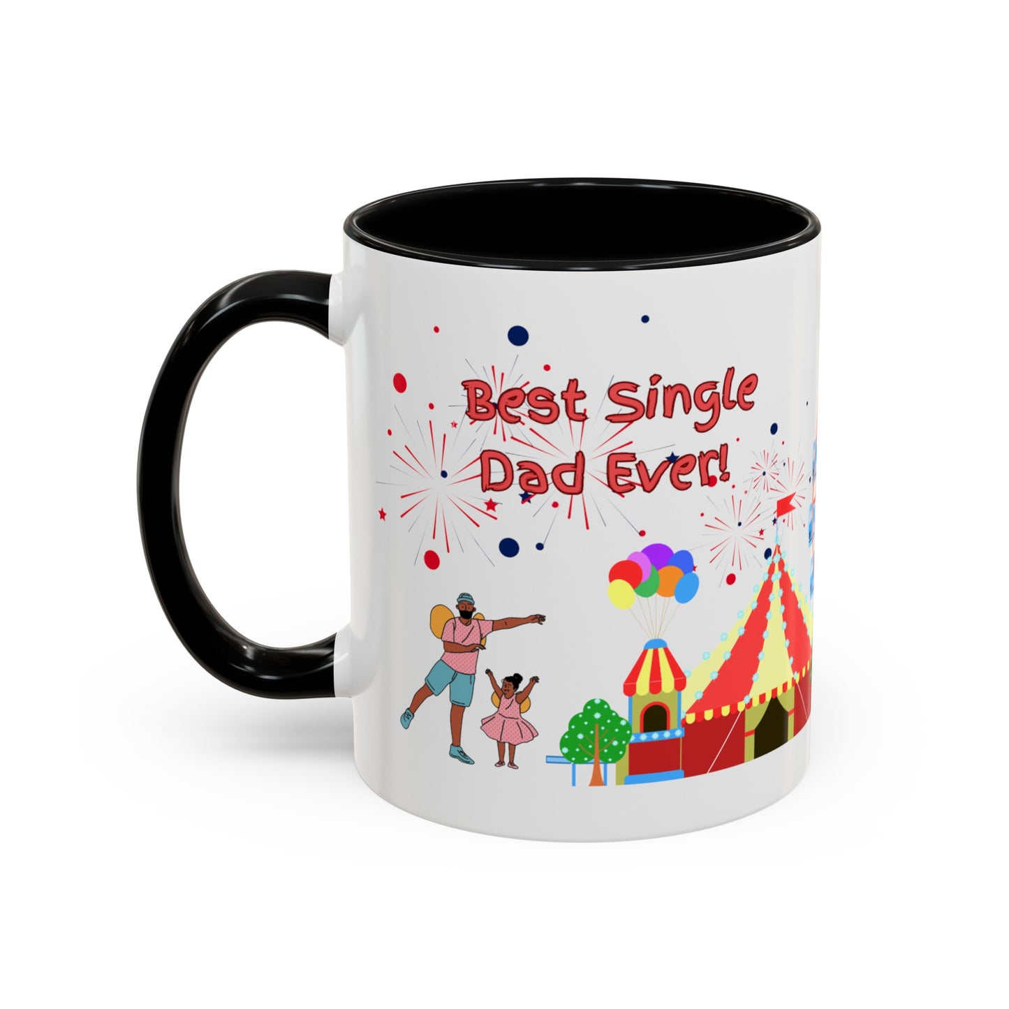 "Best Single Dad Ever", Carnival Design, Accent Coffee Mug (11 oz, 15 oz)