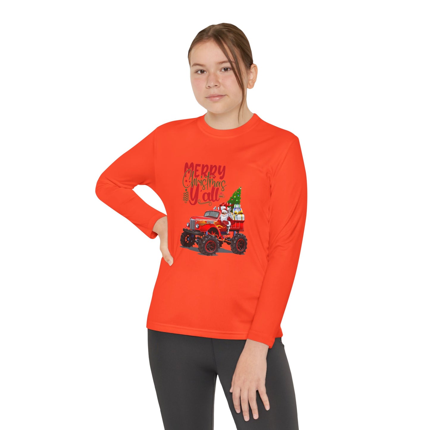 "Merry Christnas Y'all" Youth Long Sleeve Competitor Tee