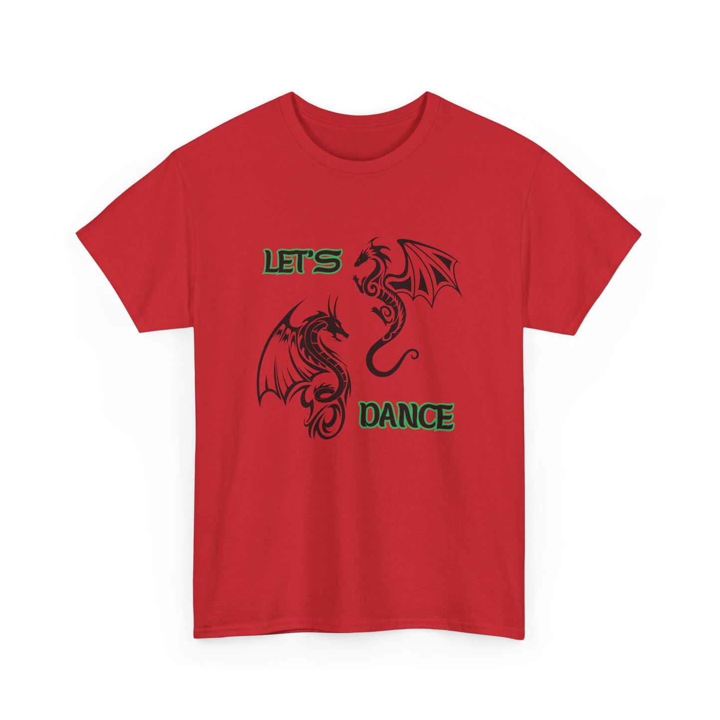 "Let's Dance" Unisex Heavy Cotton Tee, Black/Green text