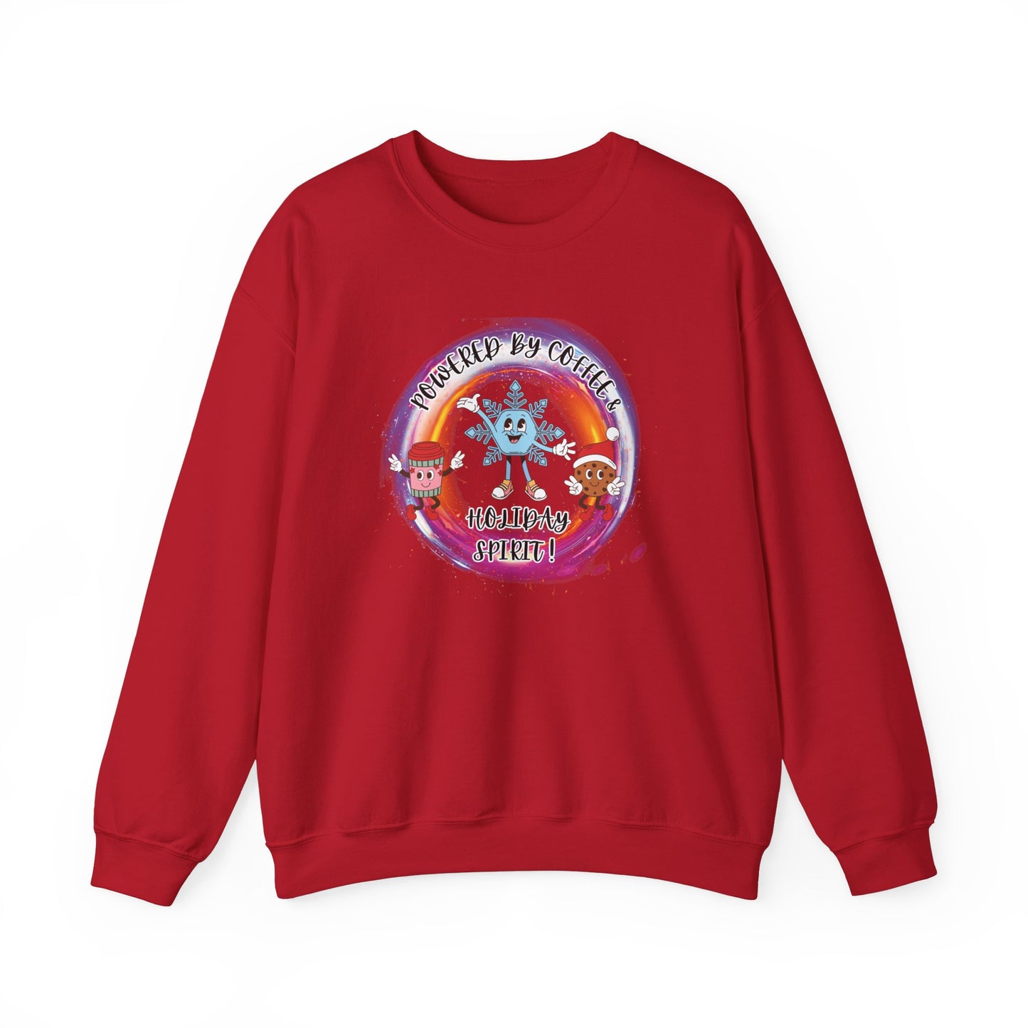 "Powered By Coffee & Holiday Spirit!" Unisex Heavy Blend™ Crewneck Sweatshirt