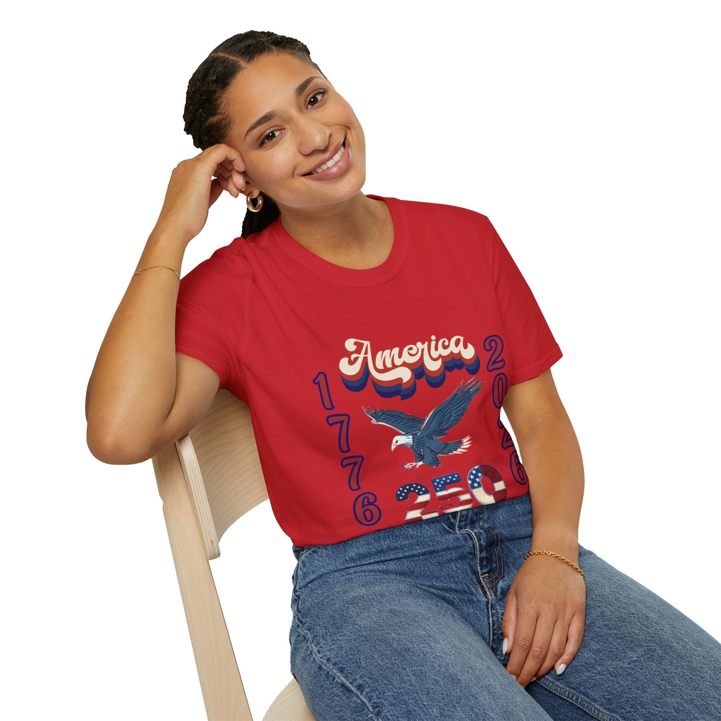 America 1776–2026 Patriotic T-Shirt — Soaring Eagle & Retro Script ,250th Anniversary Tee
