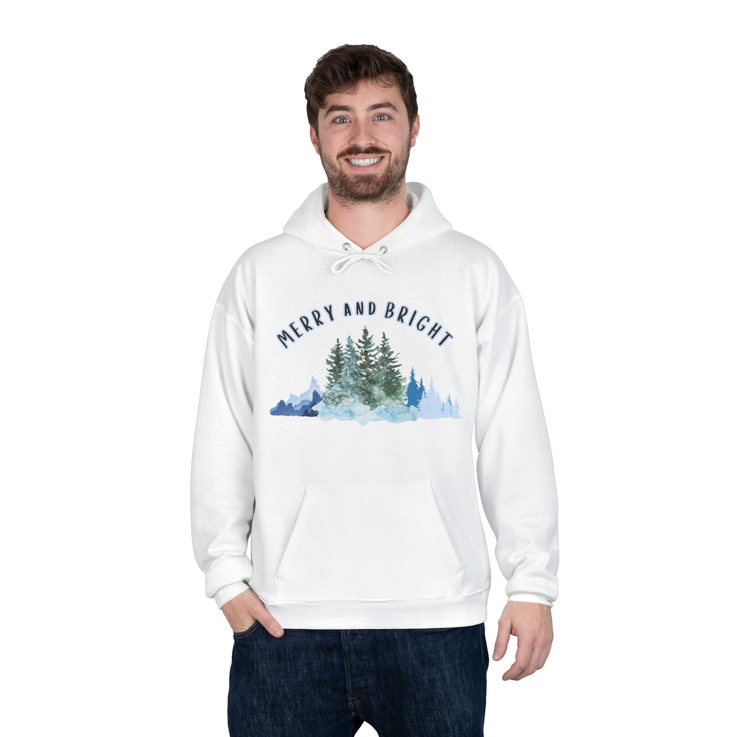 "Merry And Bright" Unisex EcoSmart® Pullover Hoodie Sweatshirt
