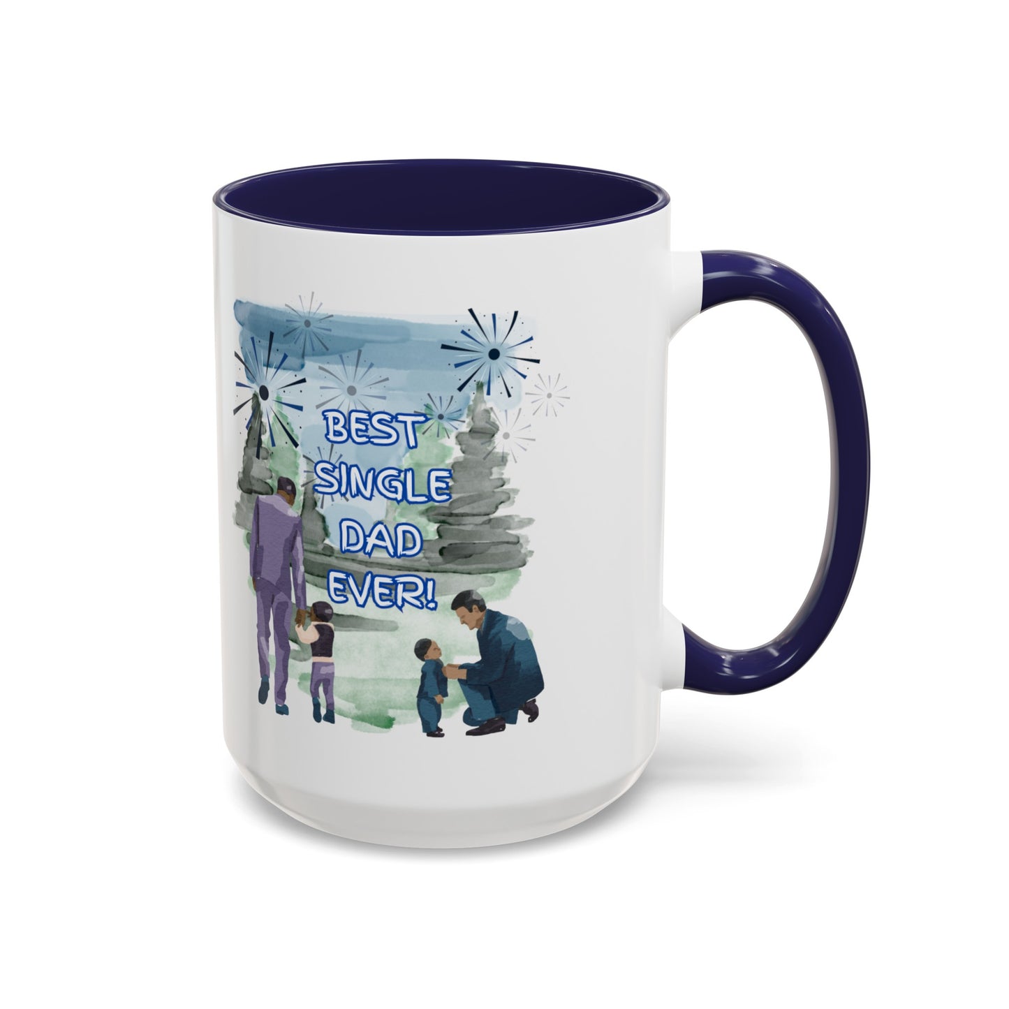 "Best Single Dad Ever" Retro Style Nature Setting, Accent Coffee Mug (11 oz, 15 oz)