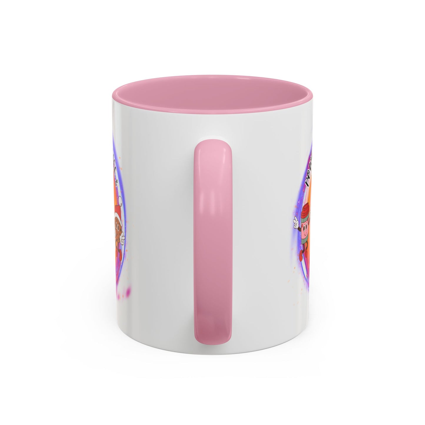 "Powered By Coffee and Christmas Spirit" Two Tone Accent Mugs (11oz, 15oz)