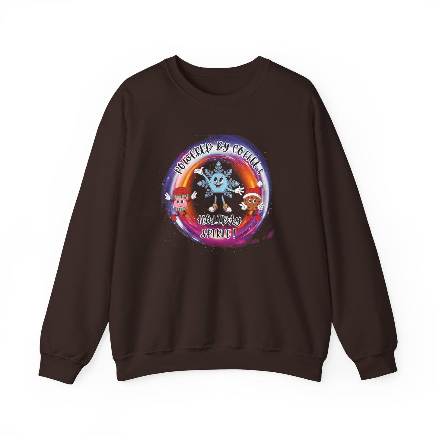 "Powered By Coffee & Holiday Spirit!" Unisex Heavy Blend™ Crewneck Sweatshirt
