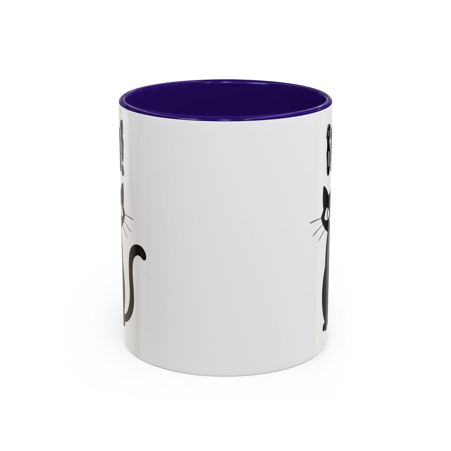''Boo" Black Kitty, White Ceramic Mugs With Colorful Accents (11oz and 15oz)
