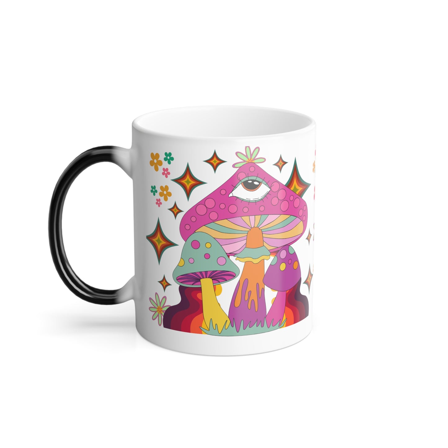 " Extra Groovy Mushrooms" Color Morphing 11 oz Ceramic Mug. This Mug is Magic!