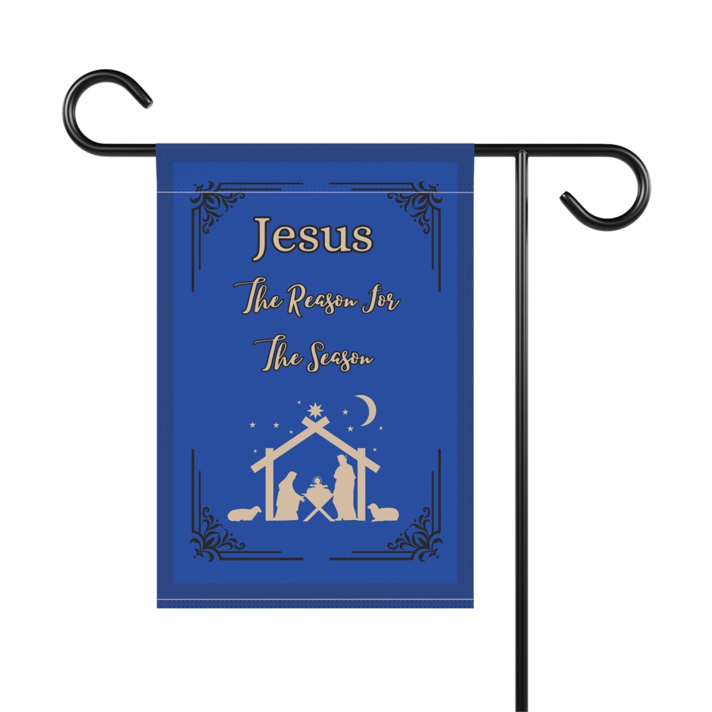 "Jesus Is The Reason For The Season" 12 in x 18 in Lawn/Garden Banner in Royal Blue