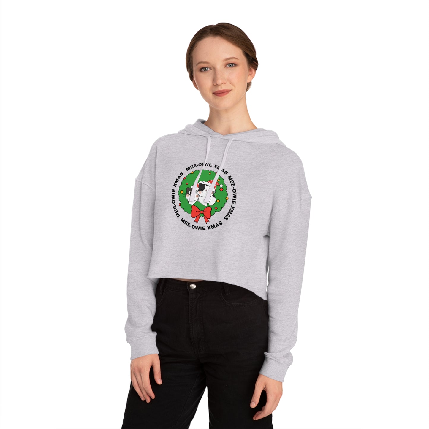 "MEE-OWIE XMAS" Women’s Cropped Hooded Sweatshirt