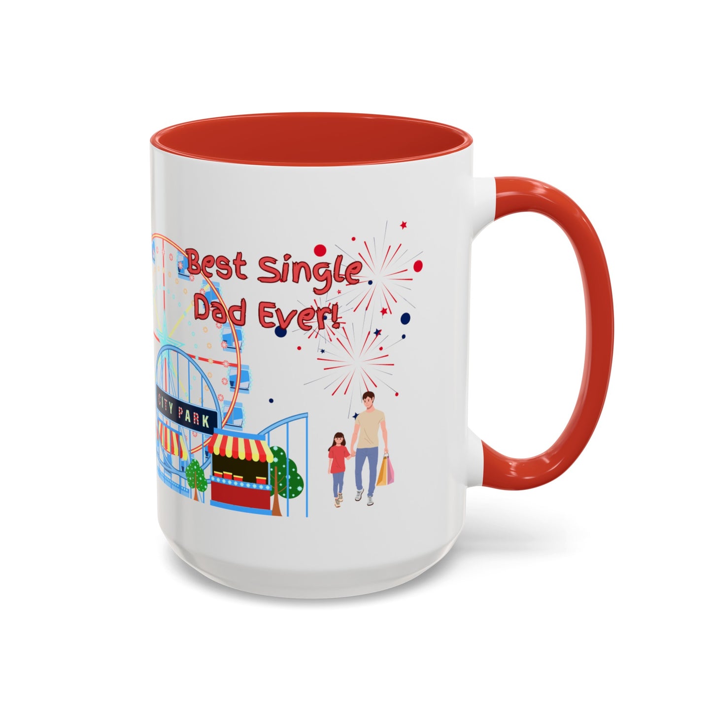 "Best Single Dad Ever", Carnival Design, Accent Coffee Mug (11 oz, 15 oz)
