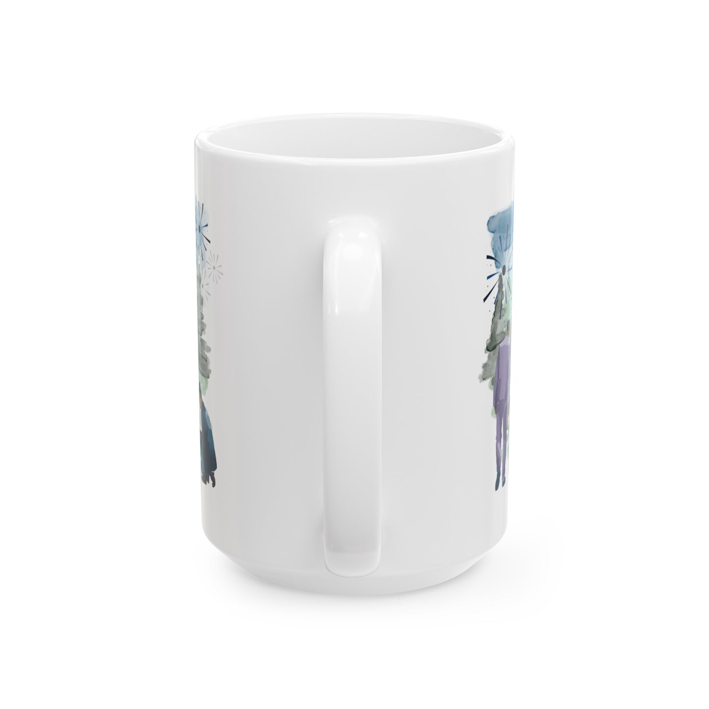 "Best Single Dad Ever" Retro Nature Setting, White Ceramic Mug, (11 oz, 15 oz)