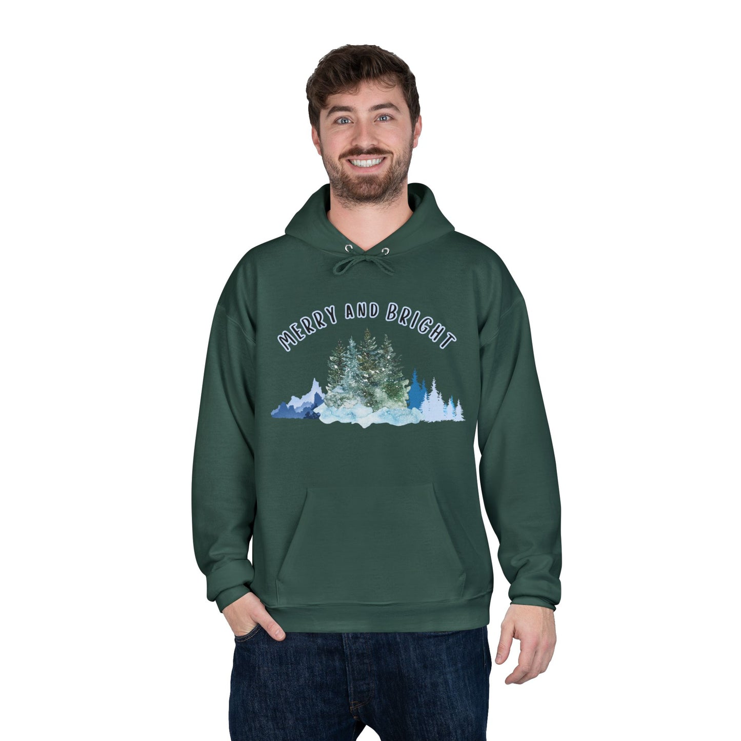 "Merry And Bright" Unisex EcoSmart® Pullover Hoodie Sweatshirt