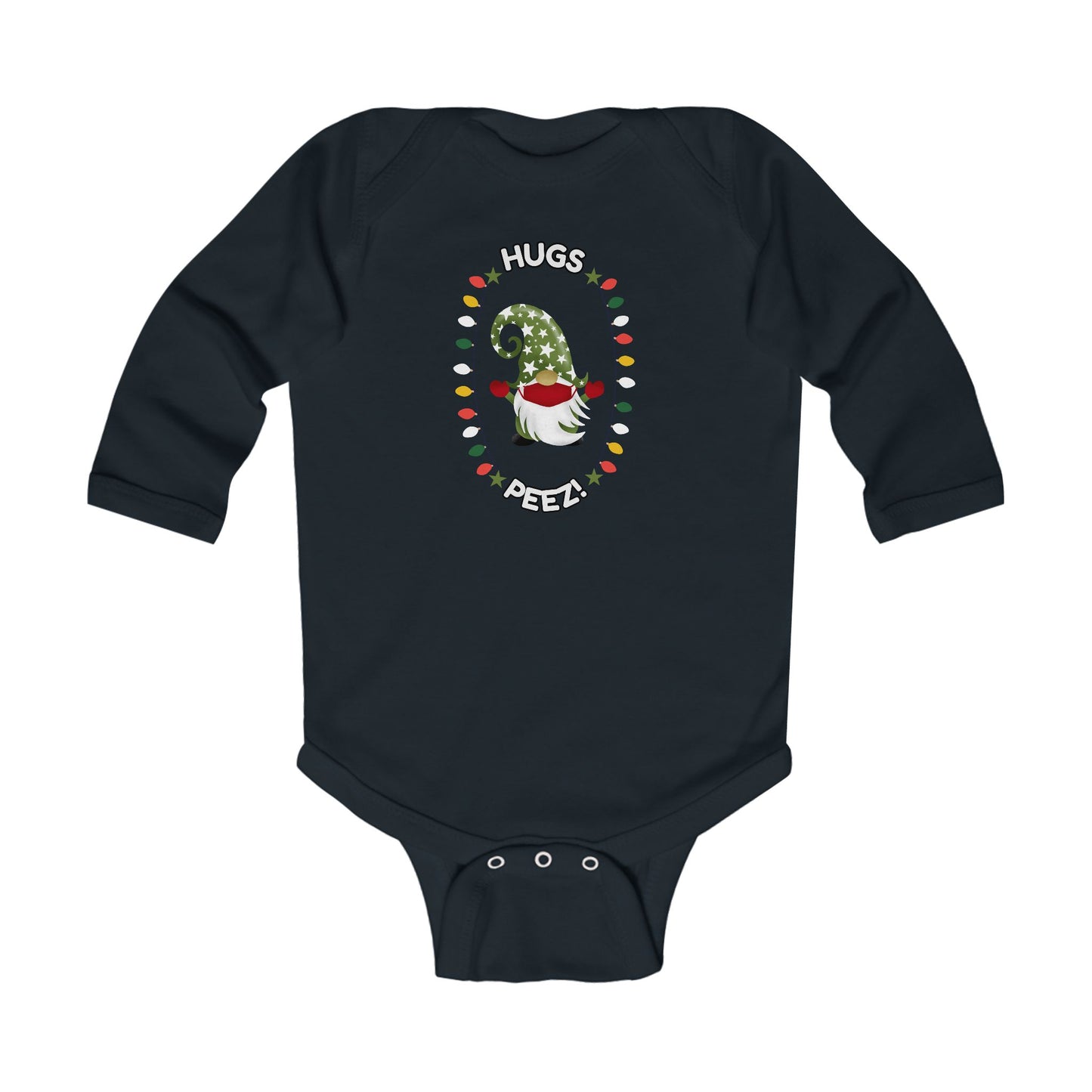 "Hug's Peez" Whimsical Christmas Baby Bodysuit