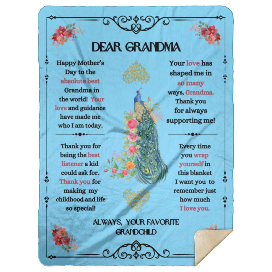 "Dear Grandma" Premium Sherpa Blanket, 60 in x 80 in