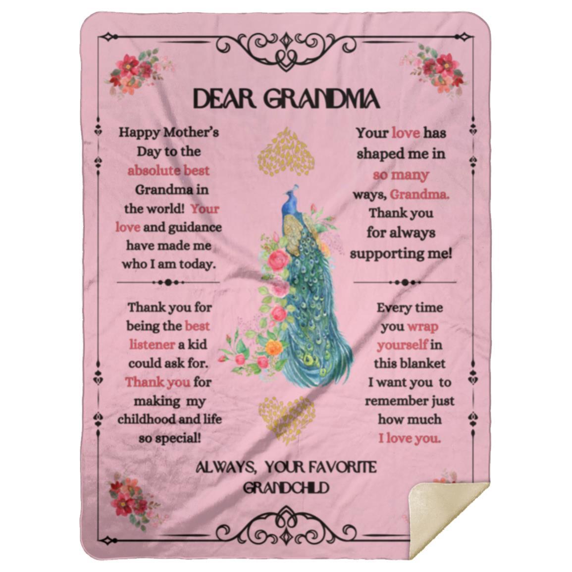 "Dear Grandma" Premium Sherpa Blanket, 60 in x 80 in