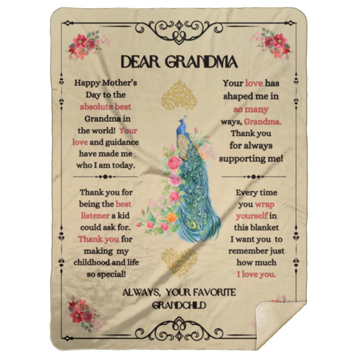 "Dear Grandma" Premium Sherpa Blanket, 60 in x 80 in