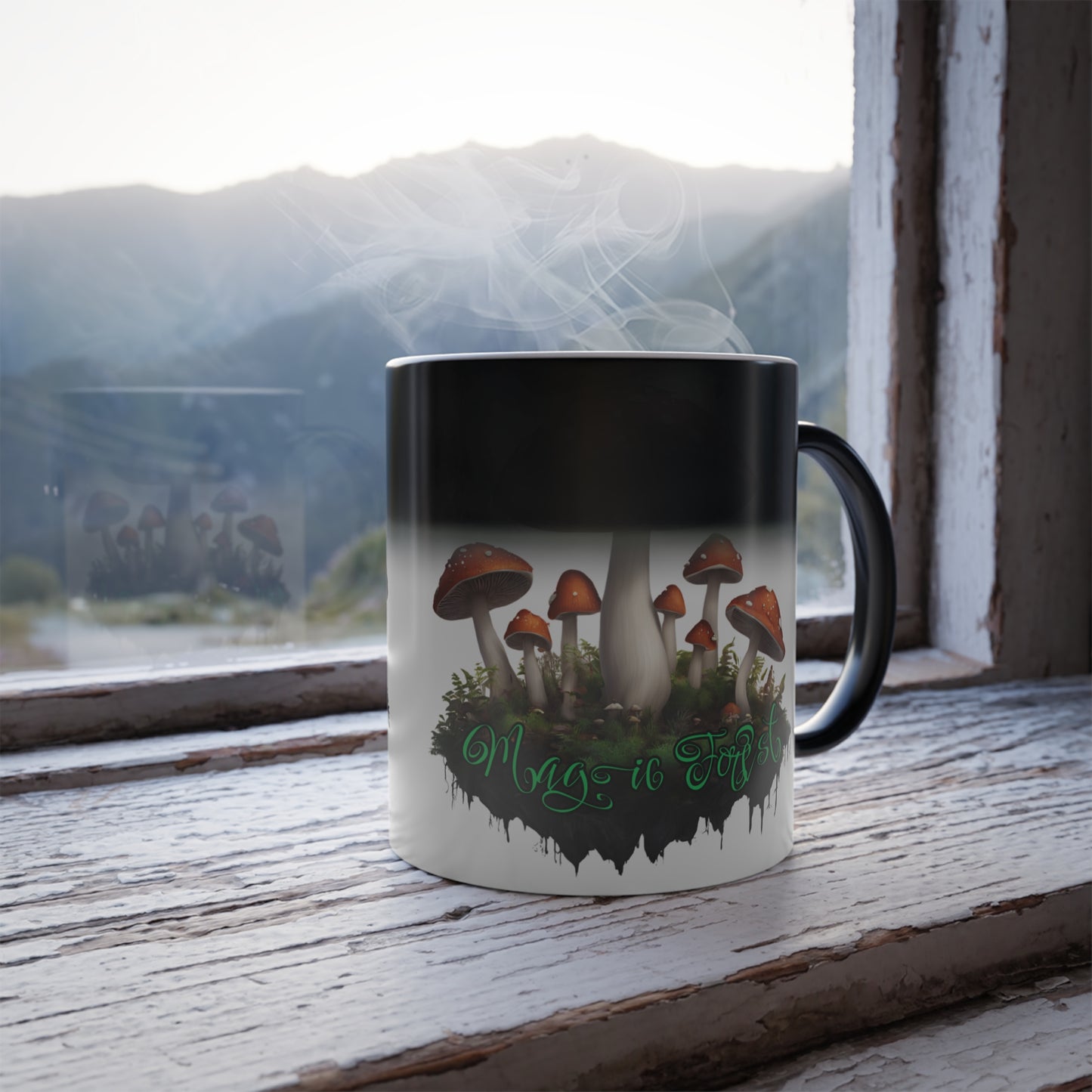 "Magic Forest", Color Morphing 11 oz, Ceramic Mug. The Perfect Gift for Mushroom Lovers!