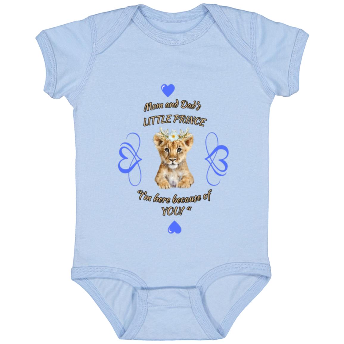 "Mom And Dad's Little Prince", Infant Jersey Bodysuit-Blue Design
