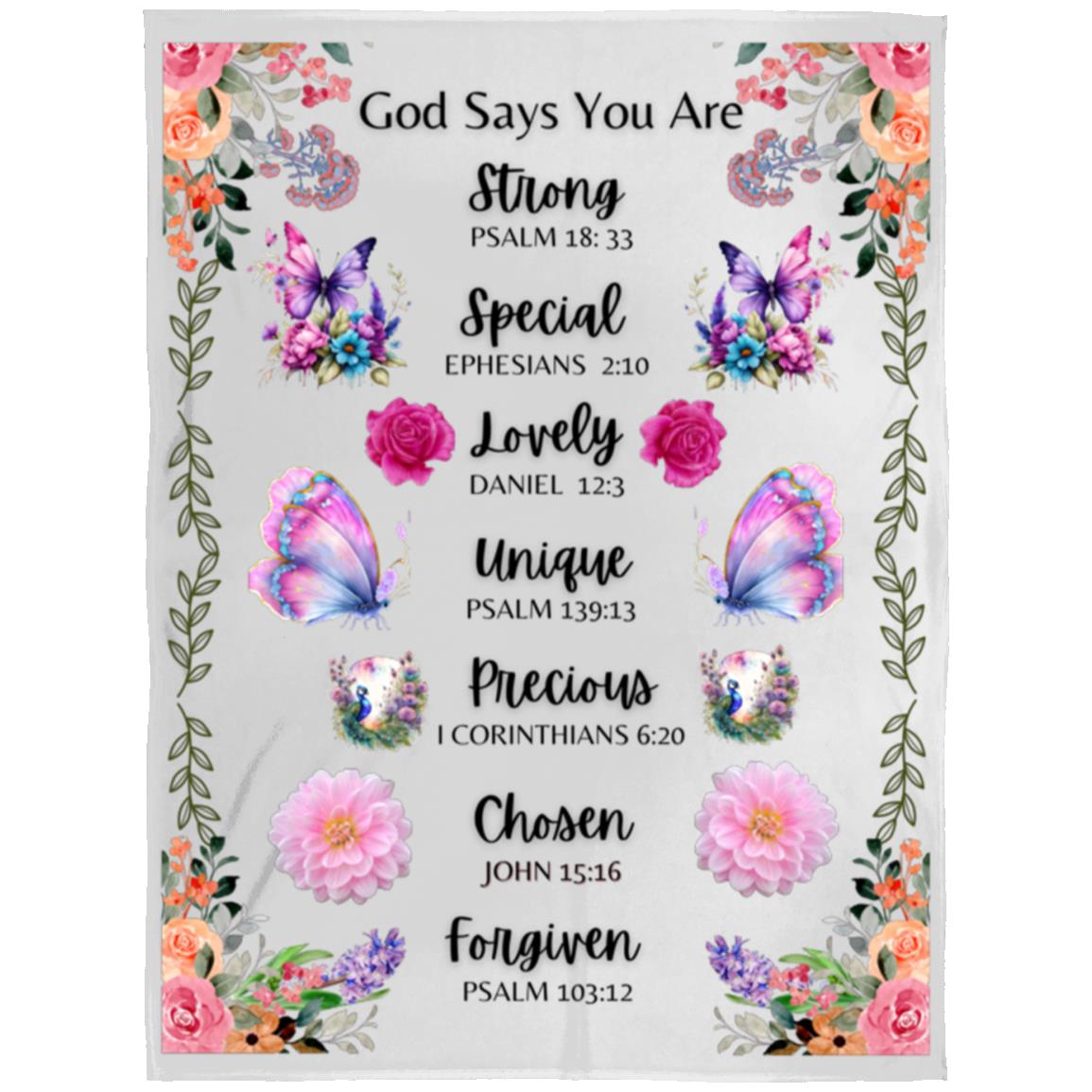 "God Says You Are"- Affirmation, Arctic Fleece Blanket 60 in x 80 in