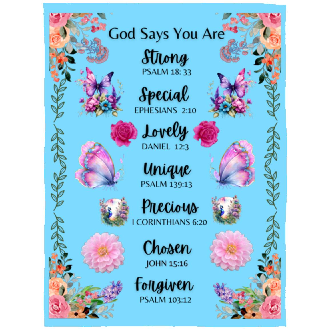 "God Says You Are"- Affirmation, Arctic Fleece Blanket 60 in x 80 in
