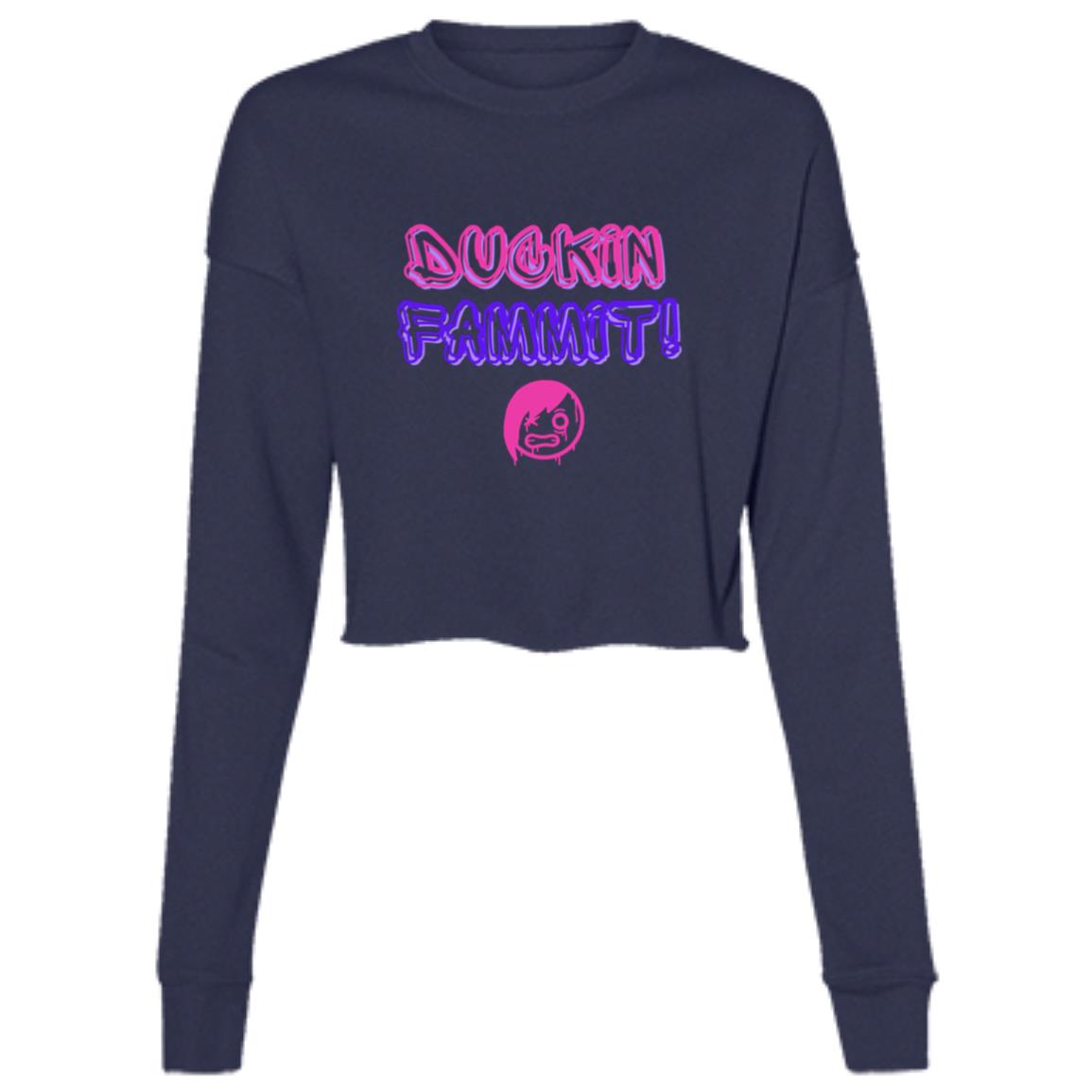"DUCKIN FAMMIT", Graffiti Style, Ladie's Cropped Fleece Top