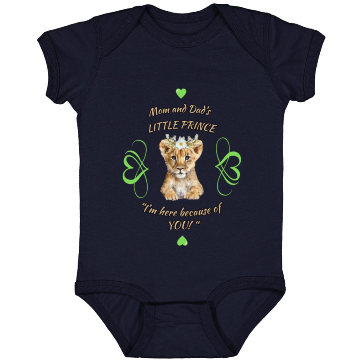 "Mom and Dad's Little Prince" Infant Jersey Bodysuit- Green Design