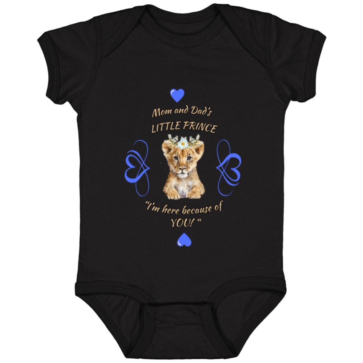 "Mom And Dad's Little Prince", Infant Jersey Bodysuit-Blue Design