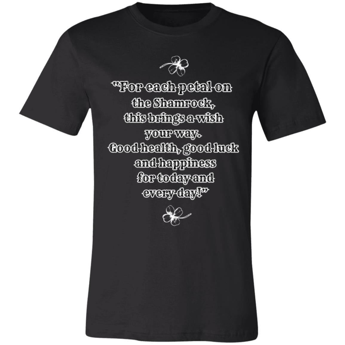 "Irish Blessing -Shamrock Wiseman" Unisex Jersey T-Shirt, Front and Back Design.