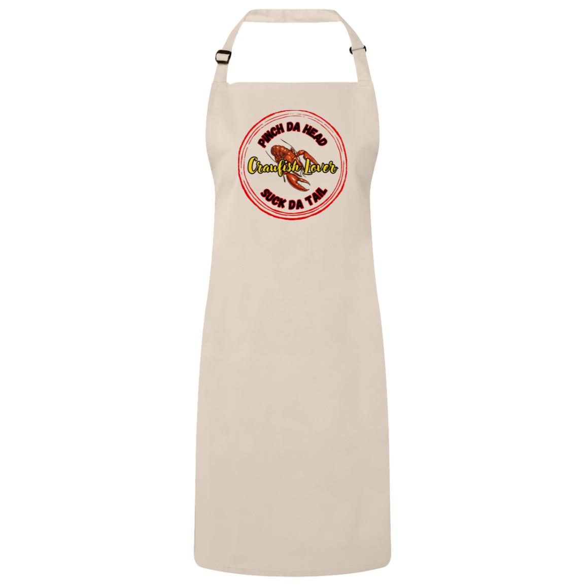 Crawfish lover des (1) "Crawfish Lover" Bib Apron Unisex, black/red text, white and ecru colors