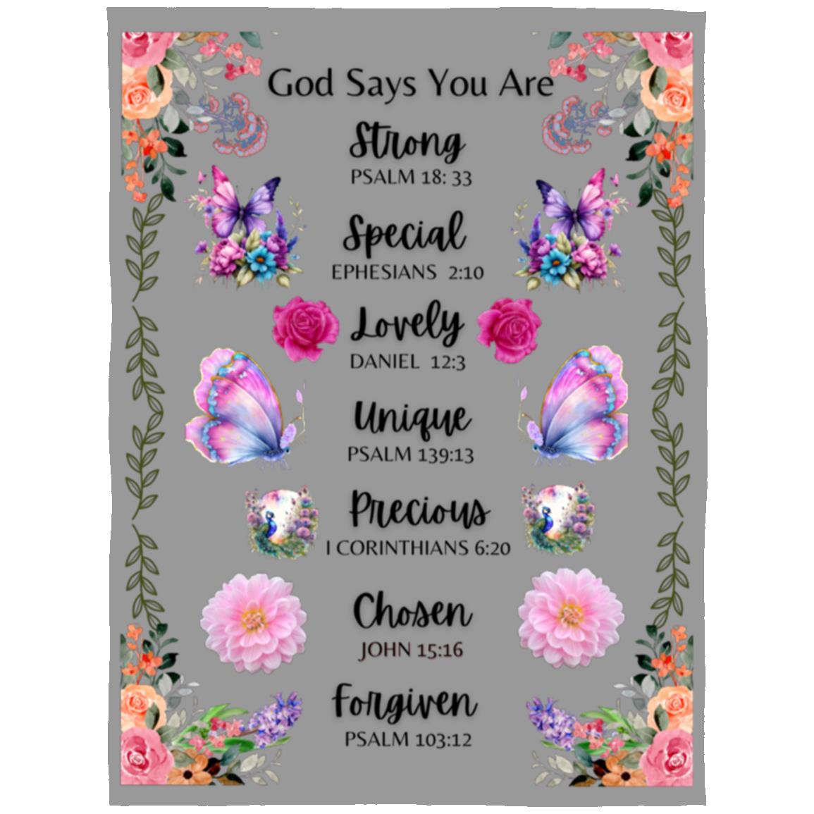 "God Says You Are"- Affirmation, Arctic Fleece Blanket 60 in x 80 in
