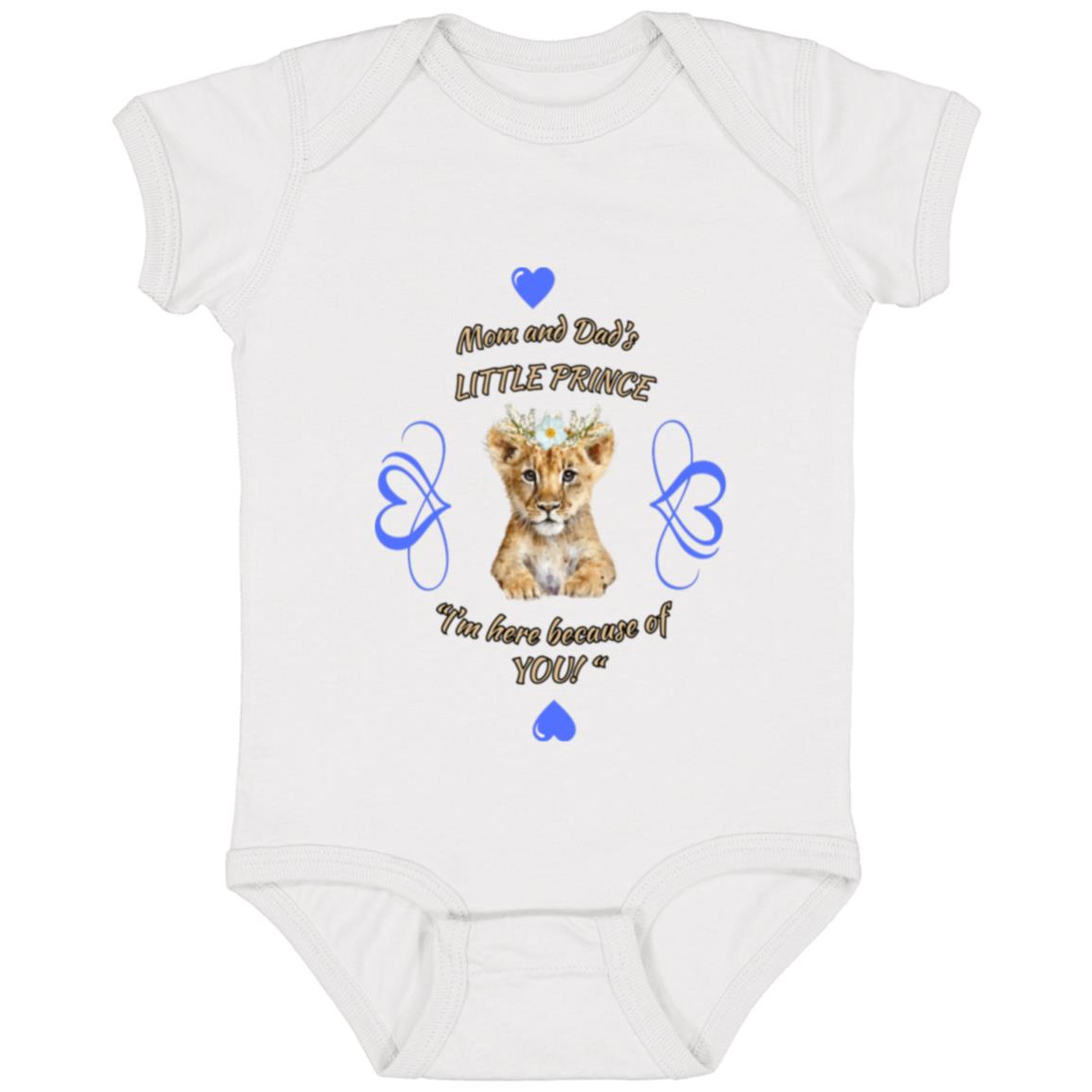"Mom And Dad's Little Prince", Infant Jersey Bodysuit-Blue Design