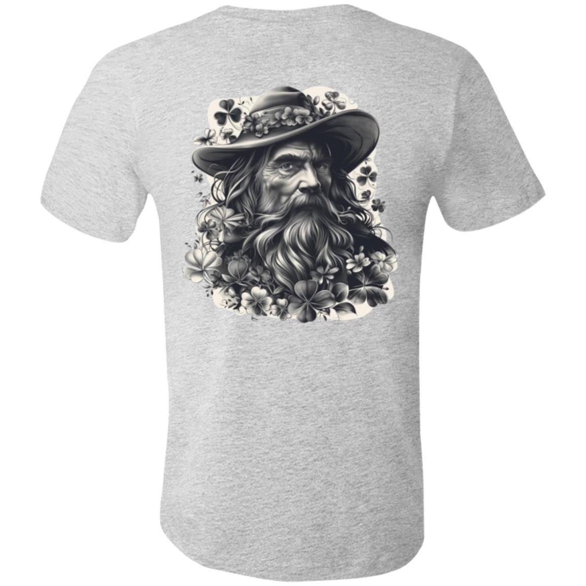 "Irish Blessing -Shamrock Wiseman" Unisex Jersey T-Shirt, Front and Back Design.