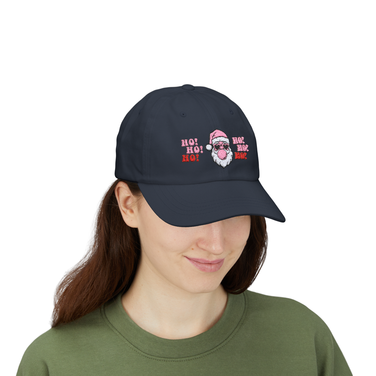 "Bubblegum Santa-Ho, Ho, Ho" Embroidered Dad Cap, #1